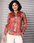 Women Standard Floral Opaque Printed Casual Buttoned Top