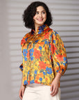 Floral Print Puff Sleeve Crop Top