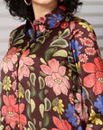 Black Floral Opaque Printed Casual Buttoned Top