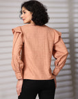 Pink solid opaque Casual Buttoned Top