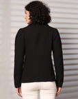 Solid Black Double Breasted Blazers