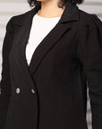 Solid Black Double Breasted Blazers