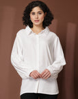 White Casual Buttoned Top