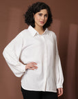 White Casual Buttoned Top