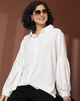 White Casual Buttoned Top