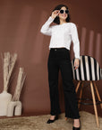 White solid opaque Casual Buttoned Top