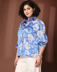 Floral Print Puff Sleeve Crop Top