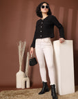 Black Solid Cotton Blazer