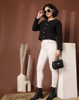 Black Solid Cotton Blazer