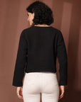 Black Solid Cotton Blazer