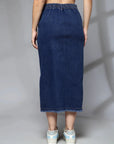Women Denim Straight A-Line Midi Skirt
