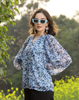 Floral Print Kimono Sleeve Top