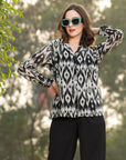 Animal Printed Cuban Collar Casual Buttoned Top