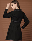 Solid Black Shirt Collar Dress