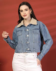 Women Front Open Denim Jacket