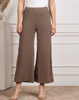 Brown Women Mid Rise Parallel Trousers