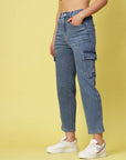 Women Blue Heavy Fade Stretchable Cotton Jeans