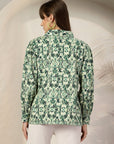 Women Floral Opaque Printed Casual Cotton Buttoned Top