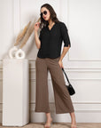 Brown Women Mid Rise Parallel Trousers