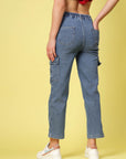 Women Blue Heavy Fade Stretchable Cotton Jeans