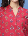 Ethnic Motifs Printed Mandarin Collar Shirt & Trouser