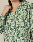 Women Floral Opaque Printed Casual Cotton Buttoned Top
