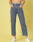 Women Blue Low Distress Stretchable Cotton Jeans