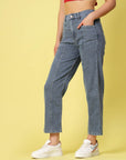 Women Blue Low Distress Stretchable Cotton Jeans