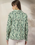 Women Floral Opaque Printed Casual Cotton Buttoned Top