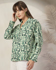 Women Floral Opaque Printed Casual Cotton Buttoned Top