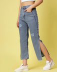 Women Blue Low Distress Light Fade Stretchable Cotton Jeans