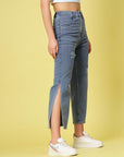Women Blue Low Distress Light Fade Stretchable Cotton Jeans