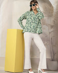 Women Floral Opaque Printed Casual Cotton Buttoned Top