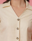 Cream Pure Cotton Shirt With Trousers