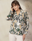 Women Animal Opaque Printed Casual Cotton Buttoned Top