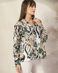 Women Animal Opaque Printed Casual Cotton Buttoned Top