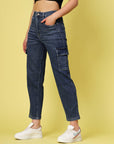 Women Blue Low Distress Stretchable Cotton Jeans