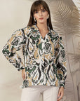 Women Animal Opaque Printed Casual Cotton Buttoned Top