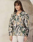 Women Animal Opaque Printed Casual Cotton Buttoned Top