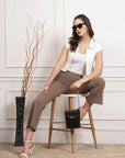 Brown Women Mid Rise Bootcut Trousers