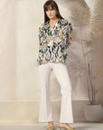 Women Animal Opaque Printed Casual Cotton Buttoned Top