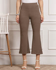 Brown Women Mid Rise Bootcut Trousers