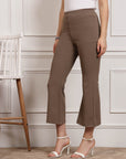 Brown Women Mid Rise Bootcut Trousers