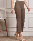 Brown Women Mid Rise Bootcut Trousers