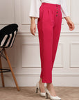 Women Pleated Mid Rise Trousers