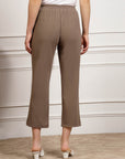 Women Brown Pleated Cropped Trousers