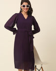 CINK Purple A-Line Midi Dress