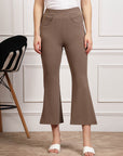Women Brown Mid Rise Bootcut Trousers