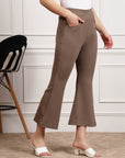 Women Brown Mid Rise Bootcut Trousers