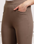 Women Brown Mid Rise Bootcut Trousers